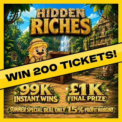 200 Tickets added automatically into Hidden Riches ( View ticket via account>my tickets)