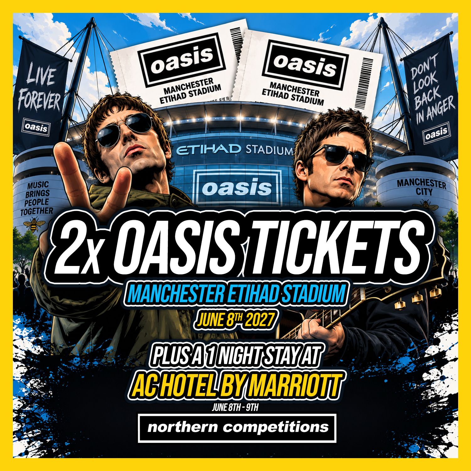 Two Oasis Tickets June 8th Ethiad Stadium Plus 1 Nights stay at the AC Hotel by Marriott!