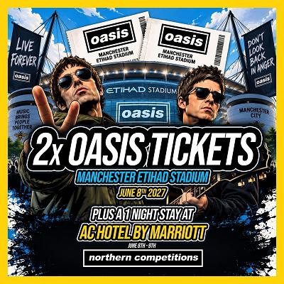 Two Oasis Tickets June 8th Ethiad Stadium Plus 1 Nights stay at the AC Hotel by Marriott!