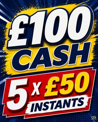 Low Odds £100 Cash With 5 x £50 Instant Wins 