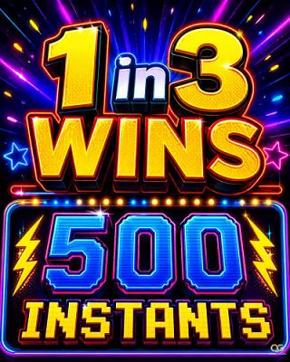 1 In 3 Wins £300 Cash