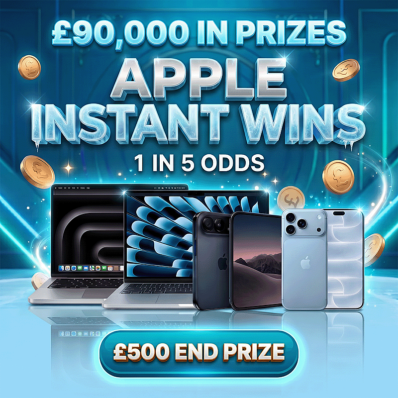 🍎APPLE INSTANT WINS | 1 IN 5 ODDS - £500 END PRIZE