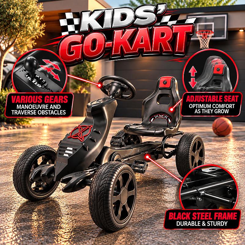 XOOTZ Venom TY6300 Kids' Go-Kart - Black & Red