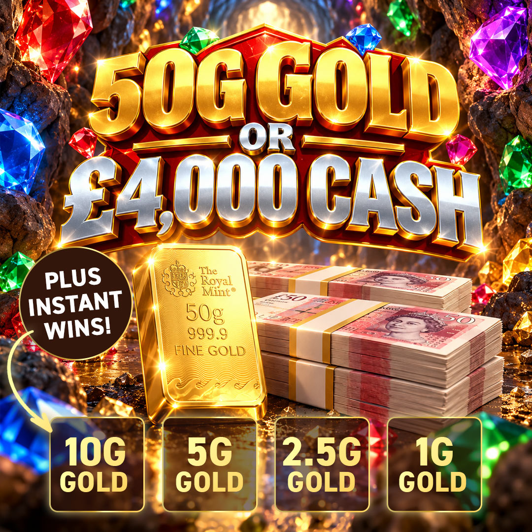 50g of Gold or £4k Cash + £60k Instants! 🪙 - Interactive Gem Game 💎