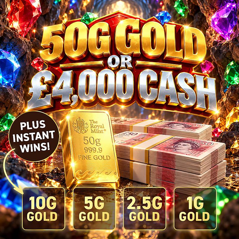 50g of Gold or £4k Cash + £60k Instants! 🪙 - Interactive Gem Game 💎