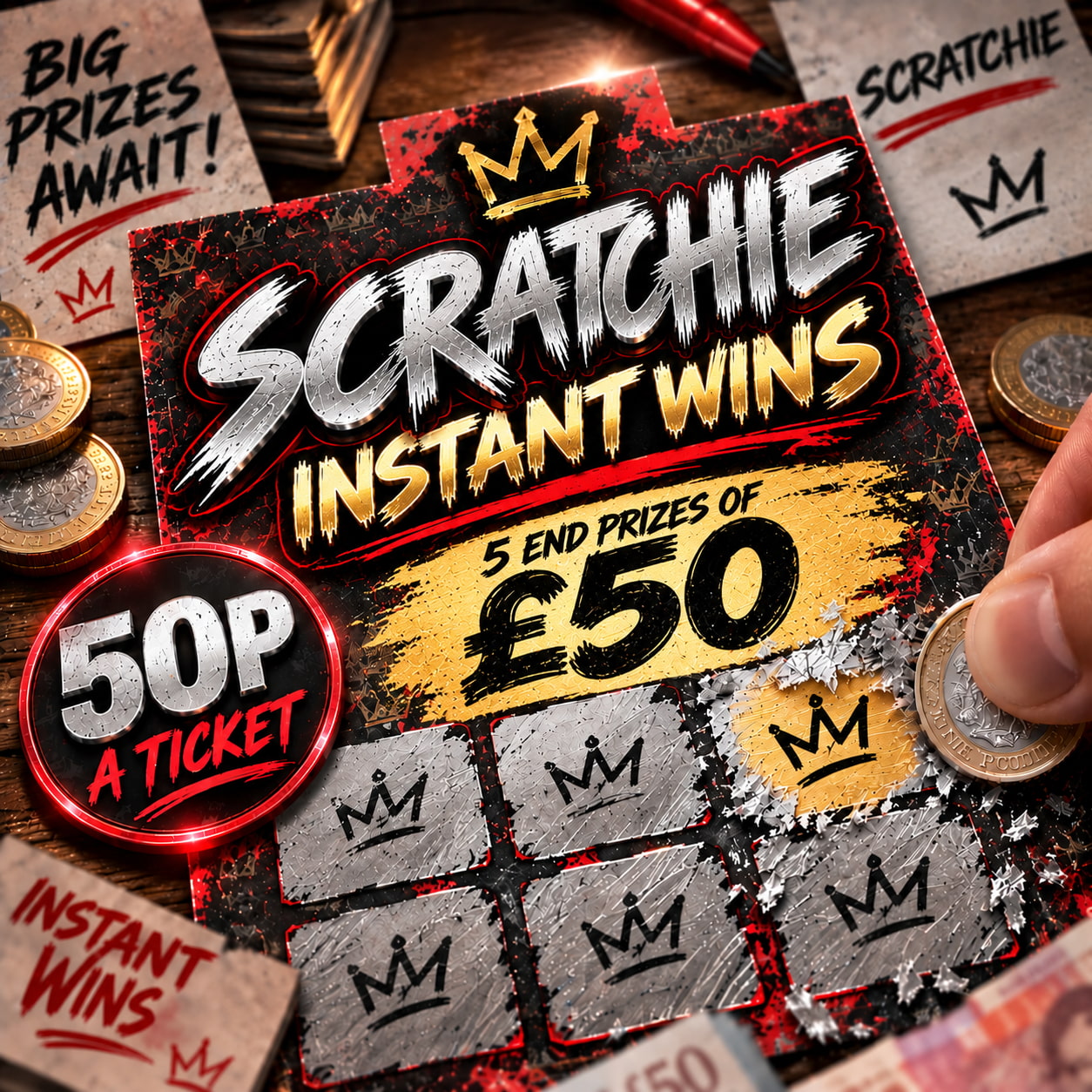SCRATCHIE - 5 X £50 END PRIZE