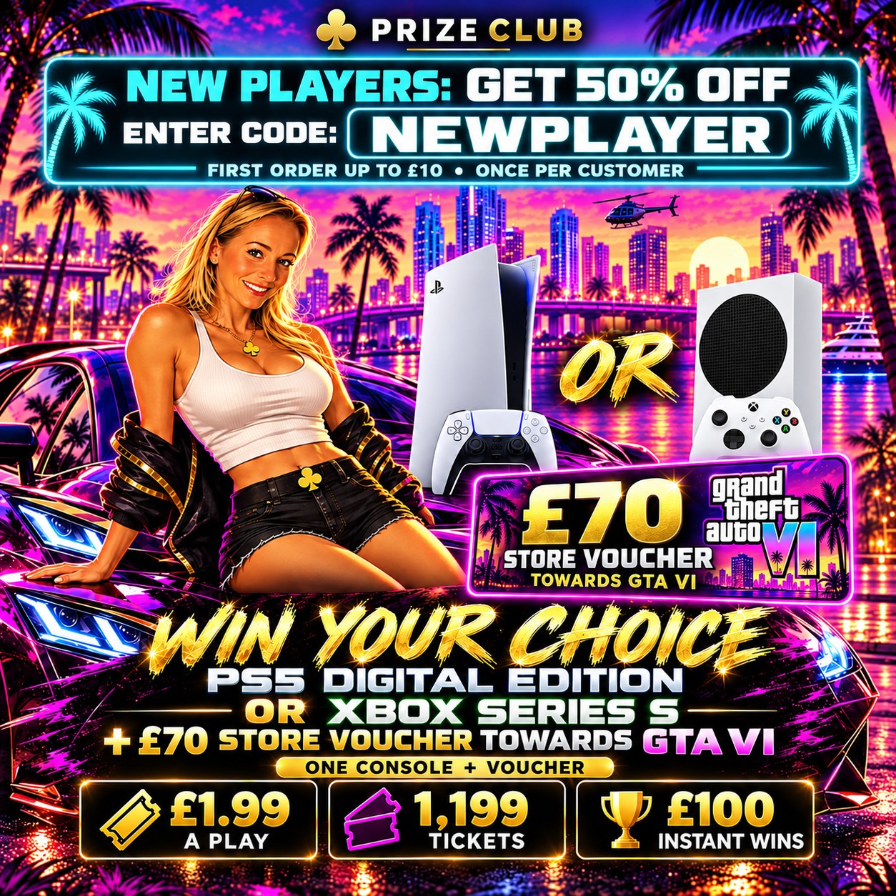 WIN A PS5 DIGITAL EDITION OR XBOX SERIES S + GTA VI 🎮