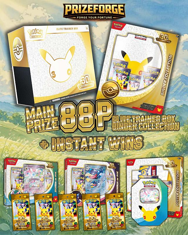 Win this Pokémon 30th Celebration Elite Trainer Box & Binder Collection + Instant Wins