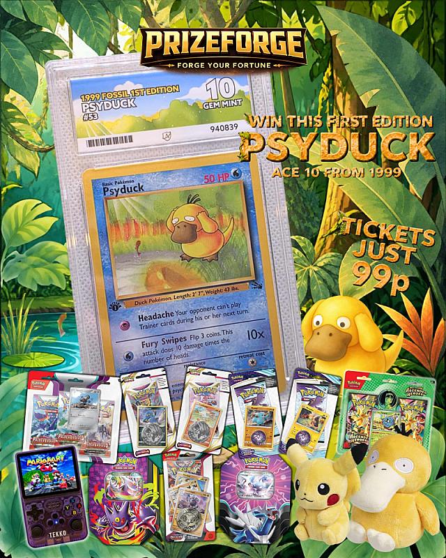 Win this Pokemon First Edition Psyduck ACE10 From 1999 & Instant Wins