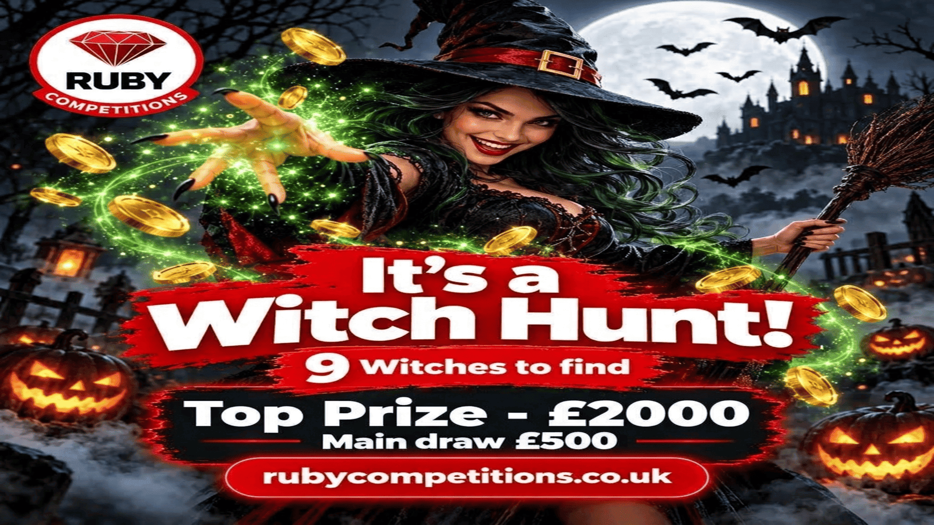 🧹 It's a Witch Hunt - £500 AutoDraw + Find a Witch to win up to £2000!