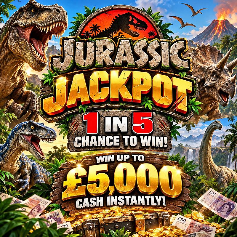 Jurrasic Jackpot - Win £5,000 Cash Instantly