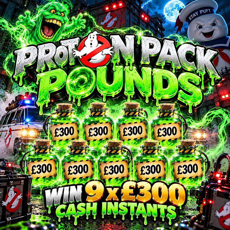 Proton Pack Pounds - Win 9 x £300 Cash Prizes Instantly!