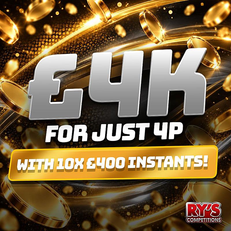 £4,000 For 4p + 10 x £400 Cash Instant Wins