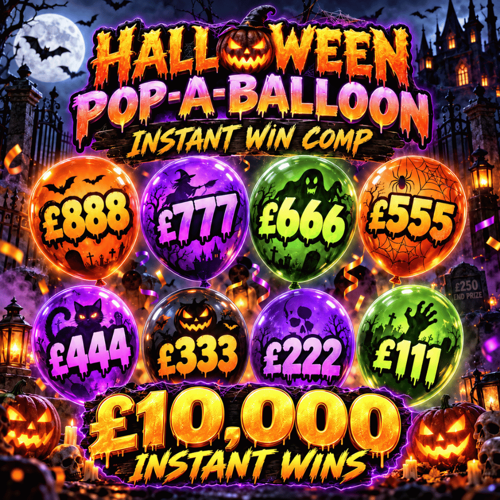 £10,000 INSTANT WIN POP A BALLOON COMP *AUTO DRAW*