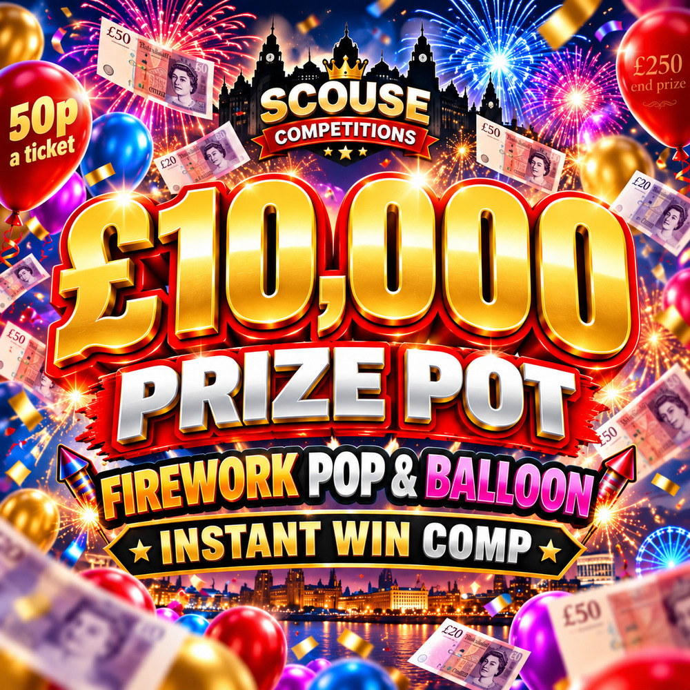 £10,000 FIRE WORK POP A BALLOON INSTANT WIN COMP *AUTO DRAW*