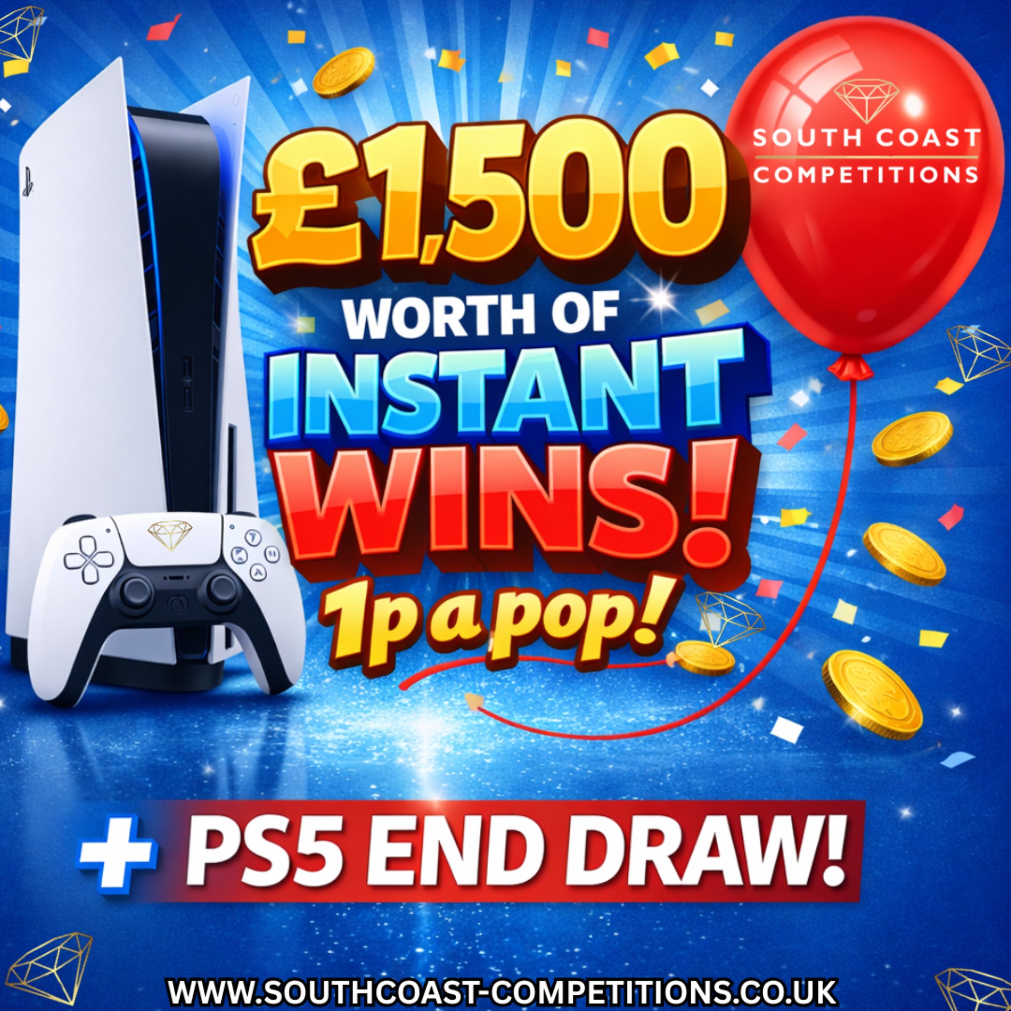 £1,500 Instant Wins, PS5 End Draw!