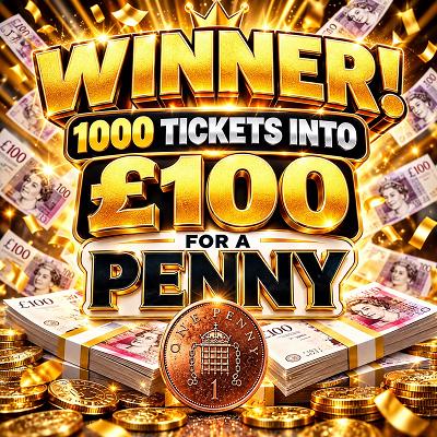 1000 TICKETS INTO £100 FOR A PENNY