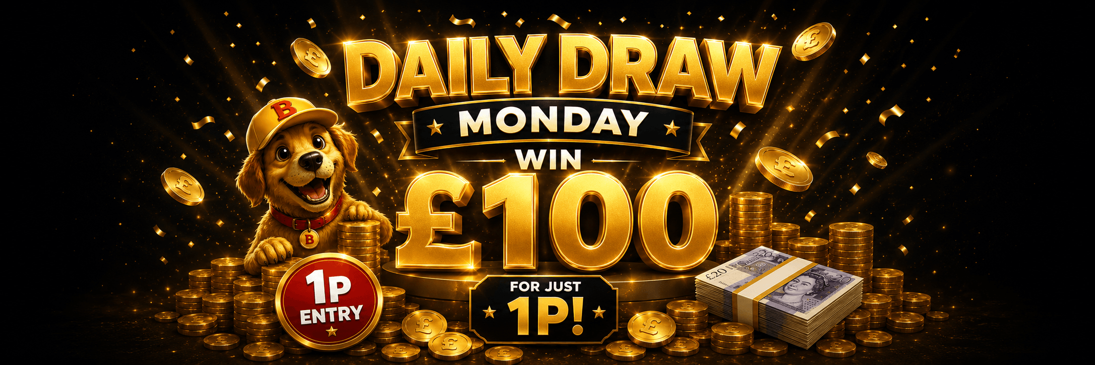 Win £100 For 1p 💰 Daily Draw - Monday 