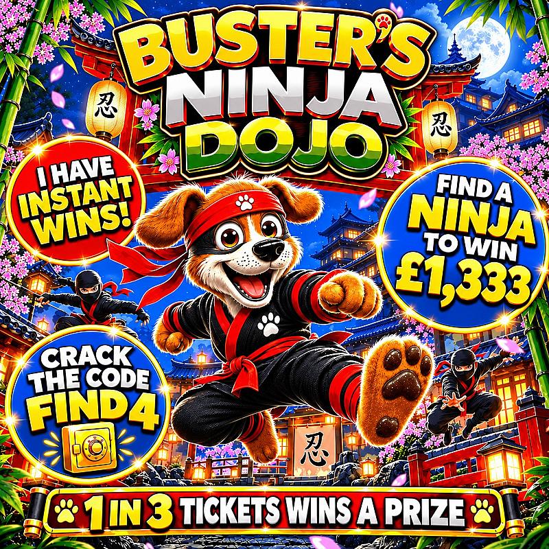 Buster's Ninja Dojo 🥷 Find a Ninja To Win £1333