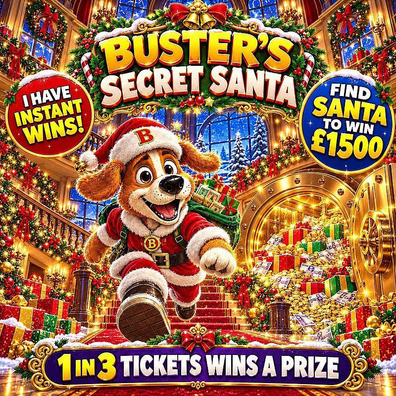 BUSTER’S SECRET SANTA -🎅 FIND A SANTA. WIN £1,500!