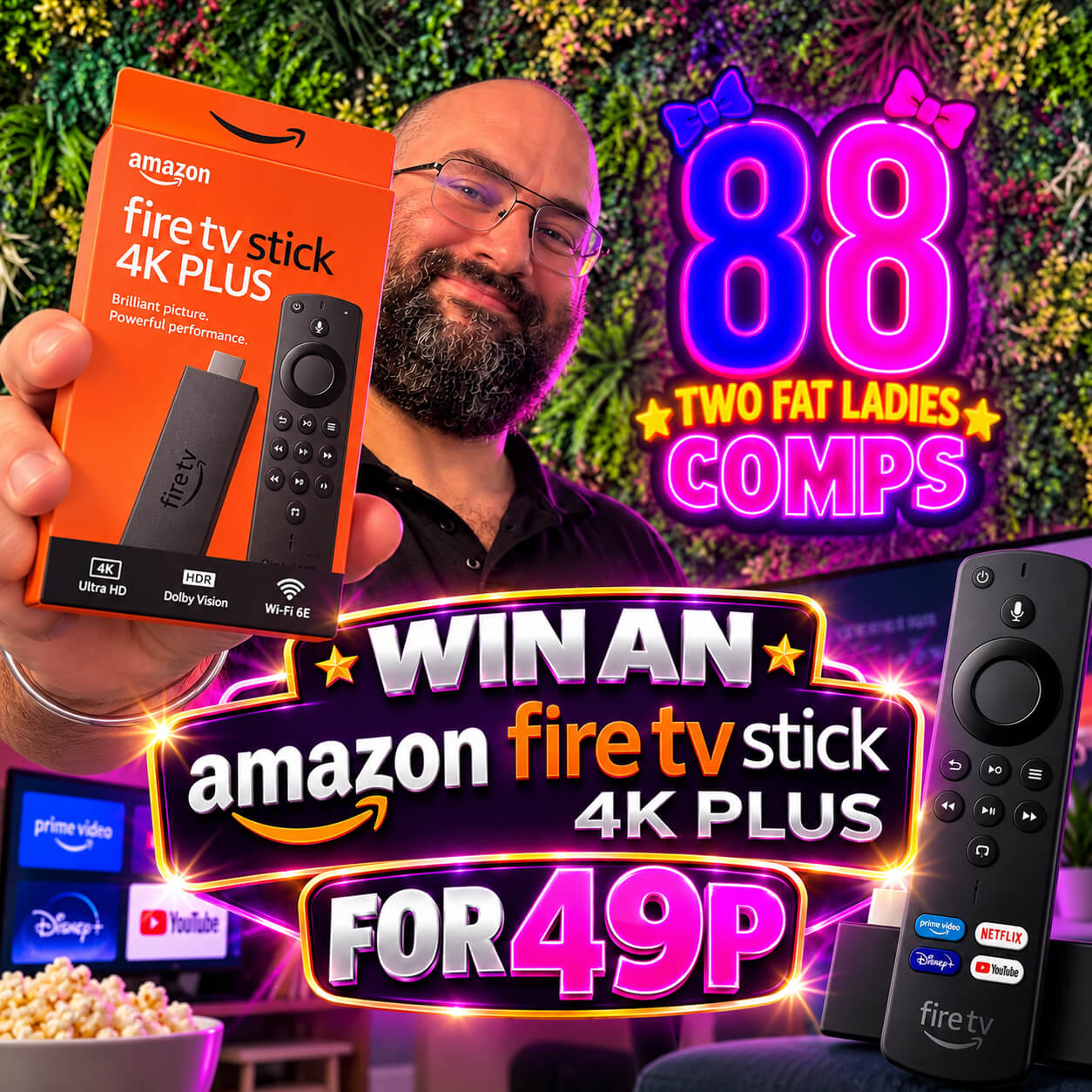 WIN A FIRE TV STICK 4K PLUS OR £70 CASH | 49P A TICKET