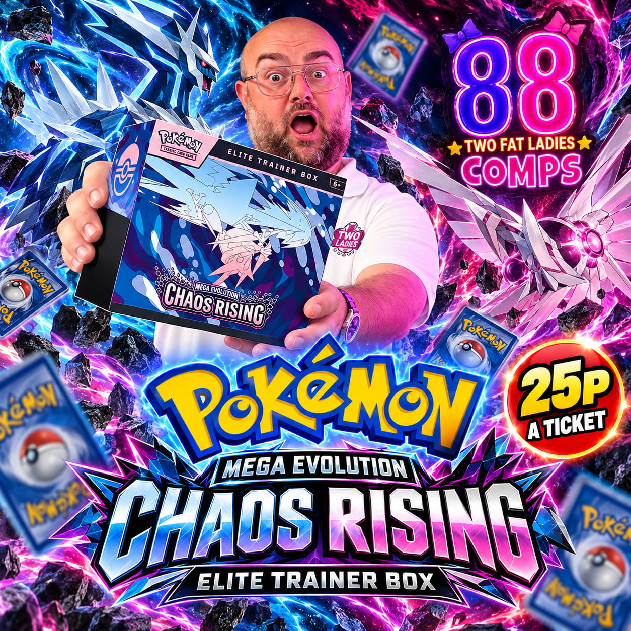 ⚡ WIN A POKÉMON CHAOS RISING ELITE TRAINER BOX OR £45 CASH – JUST 25P!