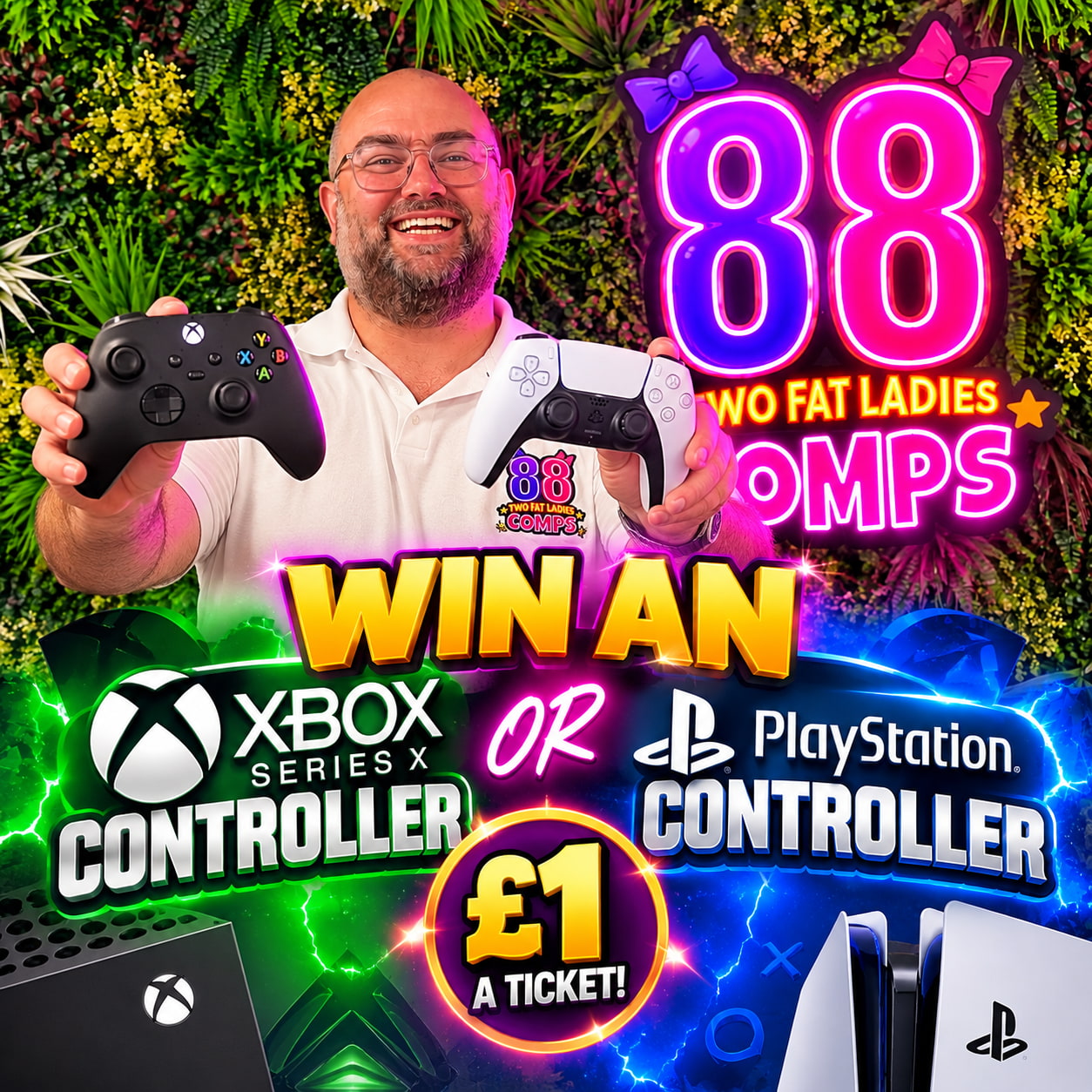 🎮 WIN AN XBOX SERIES X OR PS5 CONTROLLER OR £50 CASH – JUST £1 A TICKET!