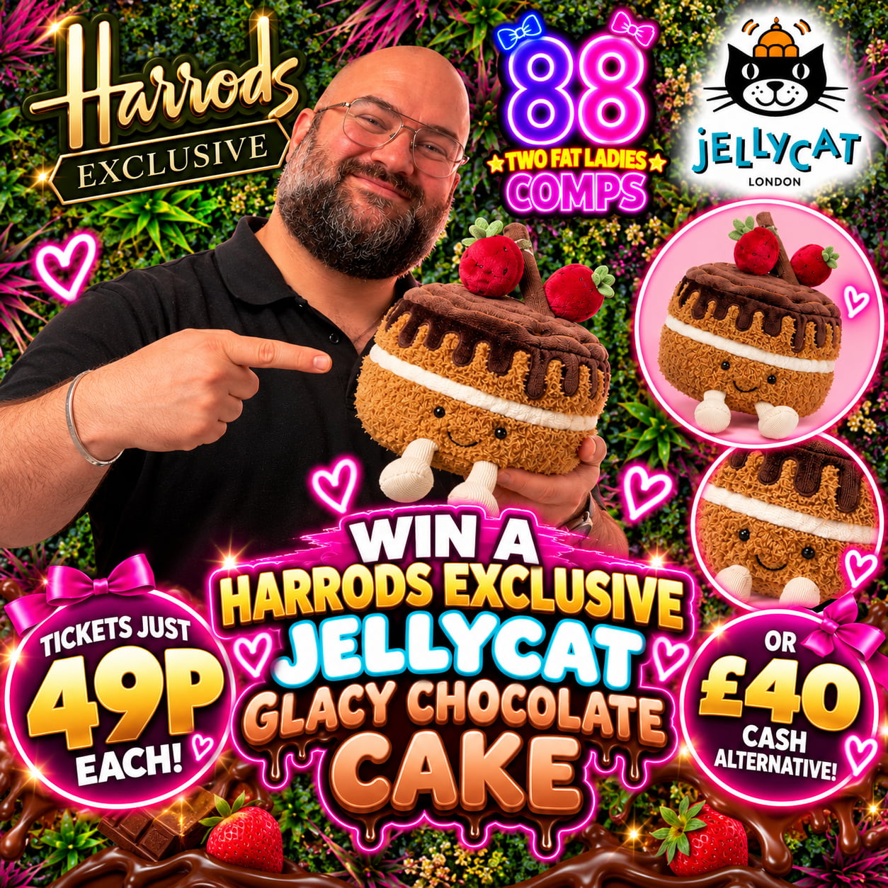 🍰 49P HARRODS EXCLUSIVE JELLYCAT GLACY CHOCOLATE CAKE 🍓 | £40 CASH ALT!