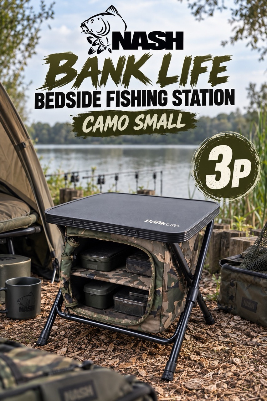 Win a Nash Bank Life Bedside Fishing Station Camo Small - 3p