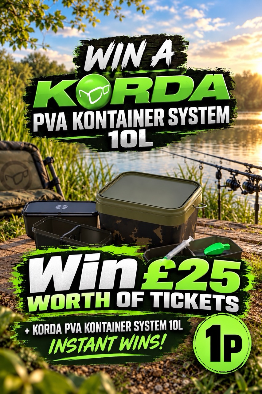 Win £25 worth of tickets into Korda PVA Kontainer System 10L + Korda Kontainer System Instant Wins - 1p