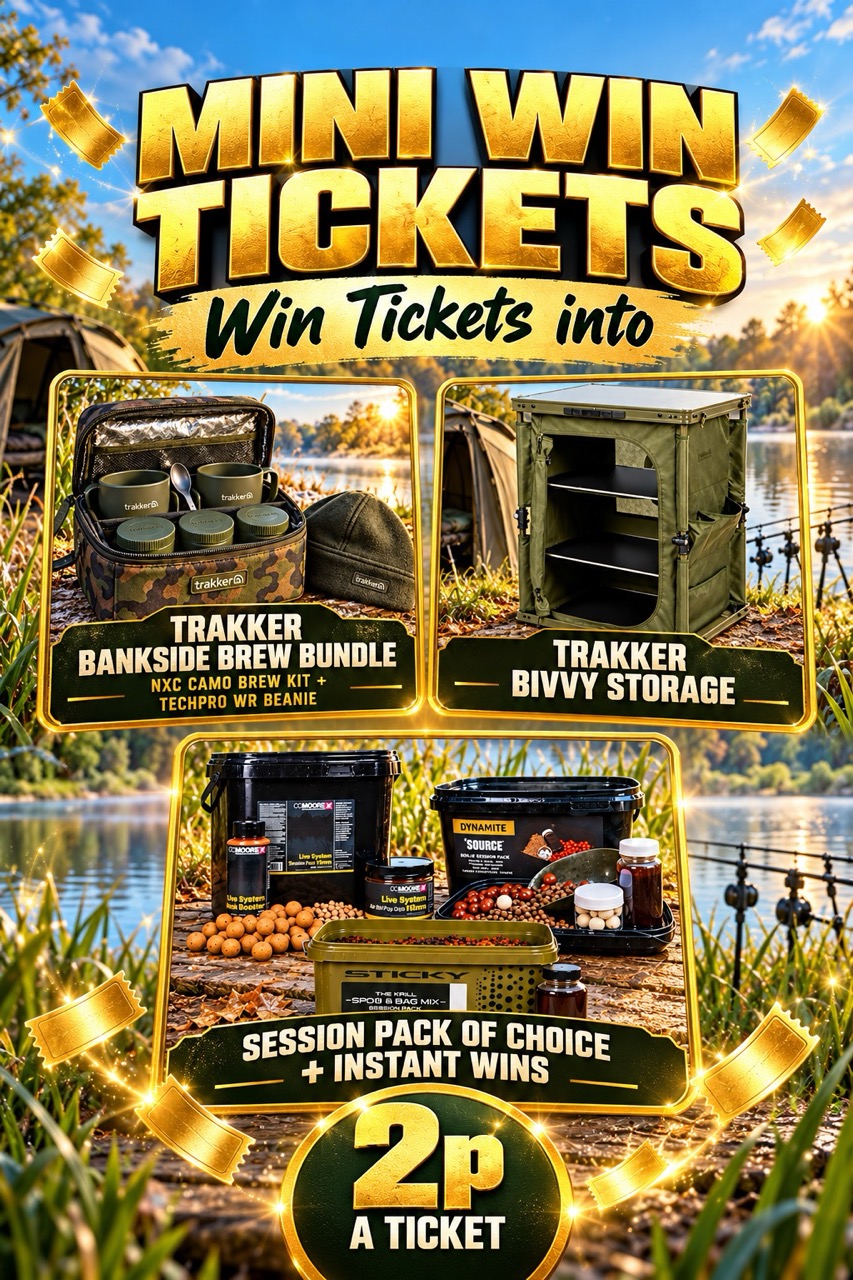 Mini Win Tickets into Trakker Bankside Brew Bundle, Trakker Bivvy Storage & Session Pack of Choice - Added Straight Away - 2p