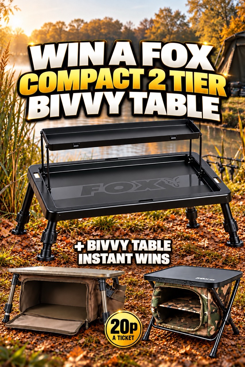 Win a Fox Compact 2 Tier Bivvy Table + Bivvy Table Instant Wins