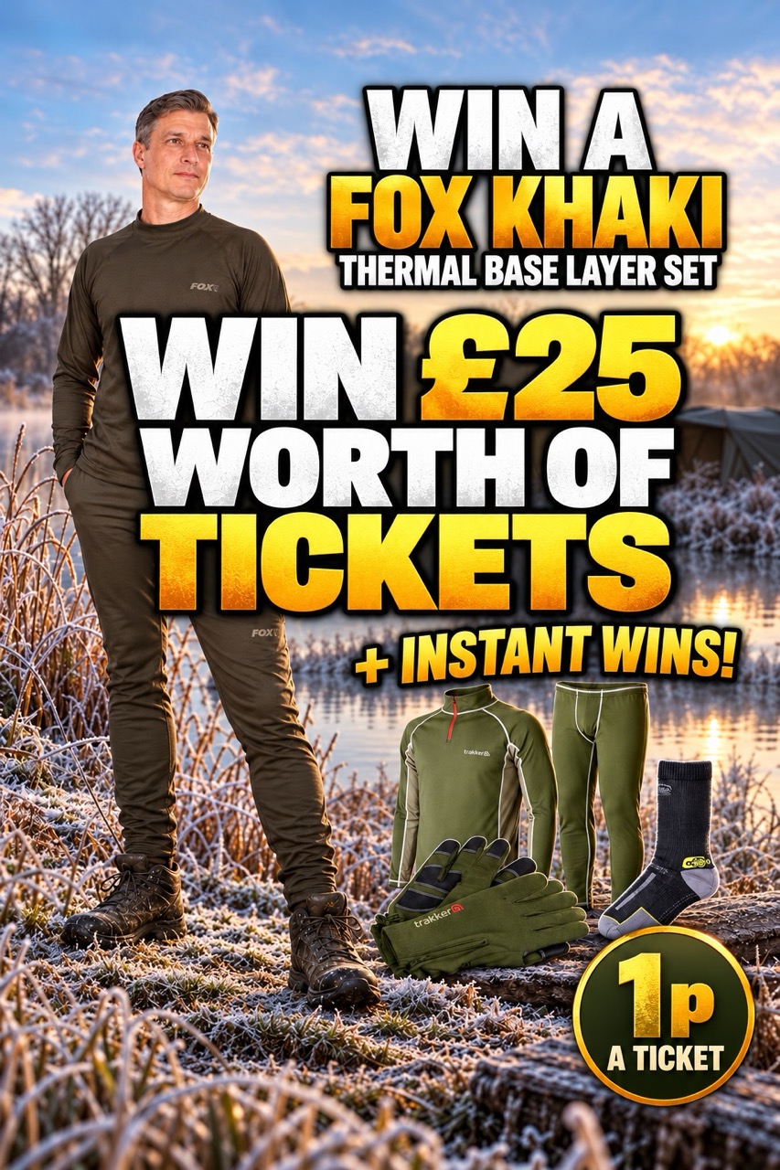 Win £25 worth of tickets into Fox Khaki Thermal Base Layer Set + Instant Wins - 1p