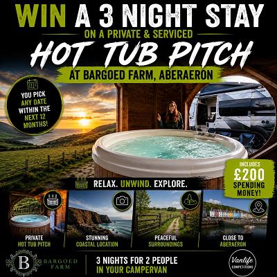 Win a 3-Night Hot Tub Campervan Getaway at Bargoed Farm, Aberaeron!