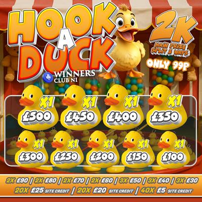 HOOK A DUCK, THOUSANDS TO BE WON INSTANTLY,£2K MAIN PRIZE,99P ENTRY