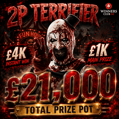 🤡🔪 2P TERRIFIER!!! 🔪🤡 • 💰 £21K IN INSTANTS!!! 💰 • 🚨 WIN UP TO £4K INSTANTLY!!! 🚨 • 🏆 £1K MAIN PRIZE!!! 🏆 • 🪙🔥 JUST 2P AN ENTRY!!! 🔥🪙