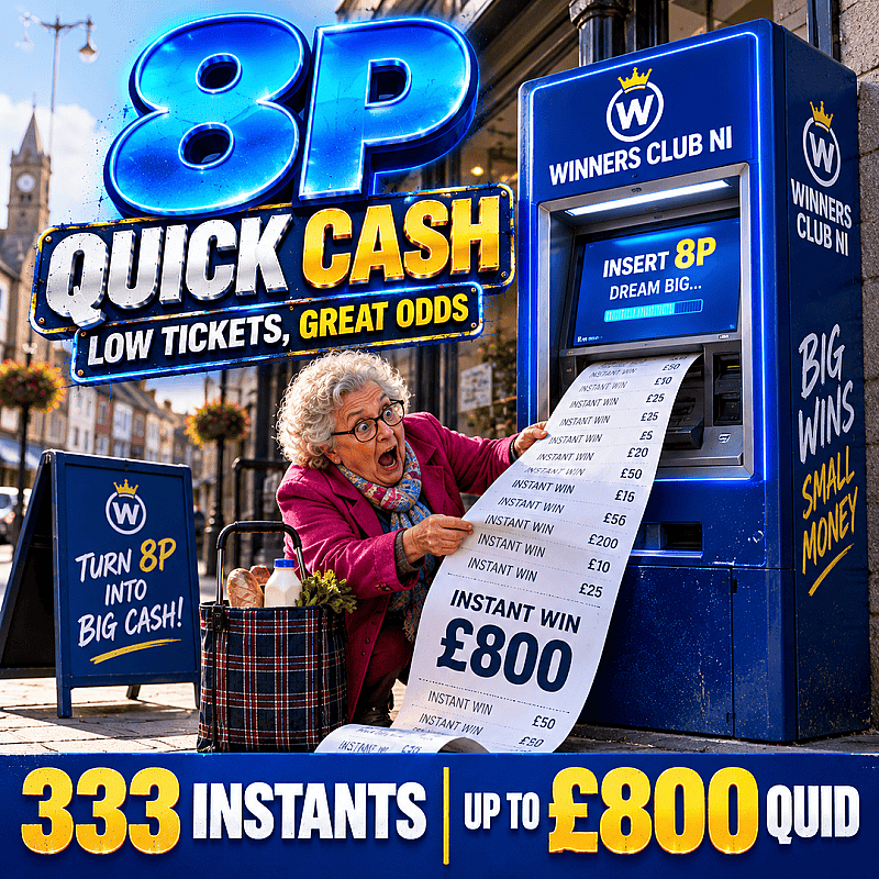 8P QUICK CASH,LOWEST TICKETS ,333 instants  up to £800 QUID