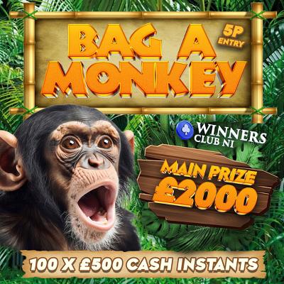 BAG A MONKEY,£2 MAIN PRIZE, X100 £500 INSTANTS TO BE FOUND,0.05P ENTRY