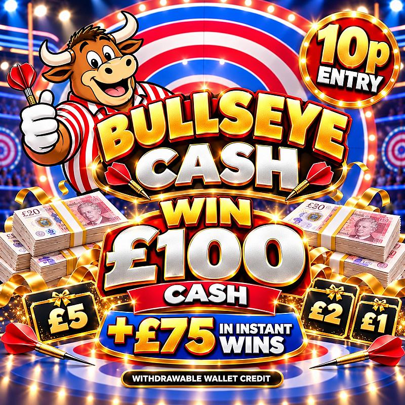  Bullseye Cash — Win £100 + Instant Wins